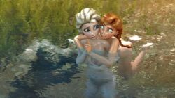 2girls 3d anna_(frozen) disney elsa_(frozen) female_only frozen_(film) intimate nipples nude_female shiftop sisters