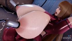 3d animated areola big_breasts breasts brown_hair busty curvy gigantic_breasts hime_cut huge_breasts hyper_breasts koukawa_asuka lactation large_breasts mmmy nipples sound tagme taimanin_(series) taimanin_asagi venus_body video voluptuous