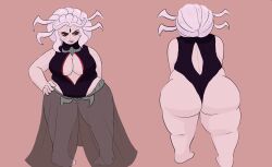 back_view big_ass big_breasts bubble_butt chubby front_view gigantic_ass huge_ass huge_breasts overweight overweight_female redesign rwby salem_(rwby) shortstack wardious white_hair wide_hips