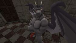 anthro dragon dragon696 looking_pleasured muscles muscular muscular_male naked penis ruze smile wings