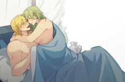 1boy 1girls bed byleth_(fire_emblem) byleth_(fire_emblem)_(female) dimitri_alexandre_blaiddyd female fire_emblem fire_emblem:_three_houses happy huge_breasts kkomcce male naked nintendo nude nude_female nude_male