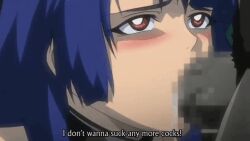 1boy 1girls animated blowjob blowjob_face blue_hair censored collar cum cum_in_mouth cum_on_face fellatio group_sex makai_kishi_ingrid oral oral_sex orc rape red_eyes sex_slave slave sucking_penis weak_resistance wide_eyed yatsu_murasaki