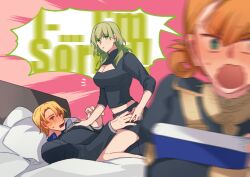 1boy 2girls annette_fantine_dominic big_breasts blush byleth_(fire_emblem) byleth_(fire_emblem)_(female) confused dimitri_alexandre_blaiddyd embarrassed female female_on_top fire_emblem fire_emblem:_three_houses kkomcce male multiple_girls nintendo open_mouth source_request teacher_and_student walk-in