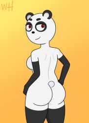 1girls anthro ass female_only panda pandy_(piggy) piggy:_book_2 piggy_(game) roblox roblox_game smile solo source_request tagme weirdohuman what white_skin yellow_background