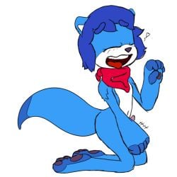 1boy ahegao anthro blue_body blue_hair blue_skin blue_tail femboy furry girly giuseppe_(mbj) giuseppe_connoi_(mbj) hit male male_only mbj medium_hair otter penis sissy solo trap white_background youtuber