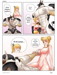 1boy 1girls anthro anthro_on_human anthro_penetrating_human big_breasts body_swap bodyswap cow_print erection fairy_tail female female_human female_on_anthro huge_cock human lucy_heartfilia male male_anthro minotaur monster straight taurus_(fairy_tail) translation_request