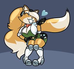 bimbo blowing_kiss boob_window breasts closed_eyes ear_piercing fox fox_mccloud frost-lock fur hand_on_hip heels high_heels lipstick long_fur long_hair rule_63 rule_63 shiny_skin smiling star_fox tail thin_waist