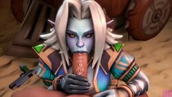 1boy 1girls 3d animated blowjob blowjob_face blue-skinned_female blue_skin dark_elf elf elf_ears elf_female fellatio hcid hi-rez_studios interspecies large_penis male/female no_sound oral oral_sex paladins pointy_ears pov pov_blowjob pov_eye_contact saati_(paladins) sfm source_filmmaker tagme video white_hair yellow_eyes