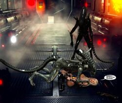 3d agent_26 alien bikini blonde_hair boots female gun pierced_nipples piercings stockings that3dartist xenomorph