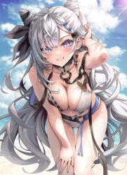 1girls beach big_breasts bikini blue_eyes blush breasts cleavage female female_only hololive hololive_indonesia hololive_indonesia_holoh3ro kubota_masaki long_hair smile smiling solo vestia_zeta virtual_youtuber