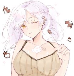 1girls camisole cleavage eiouna female female_only fire_emblem fire_emblem_awakening large_breasts light-skinned_female light_skin looking_at_viewer nintendo one_eye_closed robin_(fire_emblem) robin_(fire_emblem)_(female) solo tagme twintails upper_body