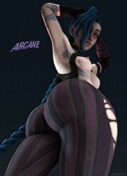 1girls 3d arcane arcane_jinx armpit_hair big_ass clothing female female_focus female_only huge_ass jinx_(league_of_legends) league_of_legends nipples riot_games thick_thighs thordersfm