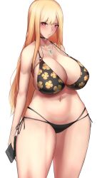 1girls 2022 big_breasts bikini blonde_hair breasts choker digital_media_(artwork) kitagawa_marin necklace phone sono_bisque_doll_wa_koi_wo_suru zeqqqqk