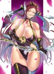 1girls abs alternate_breast_size alternate_costume anima_(togashi) arrow arrow_(projectile) arrow_(weapon) big_breasts bow bow_(weapon) bow_and_arrow braid braided_hair breasts bunny_costume bunny_ears bunny_girl bunnysuit choker cleavage clothed easter feather_in_hair feathers female female_focus female_only fire_emblem fire_emblem_heroes flower_petals front_view gloves hat heart heart_arrow highleg highleg_leotard huge_breasts large_breasts loki_(fire_emblem) loki_(spring)_(fire_emblem) long_hair muscular_female nintendo object_in_mouth official_alternate_costume purple_eyes purple_hair sagging_breasts seductive seductive_look sideboob thick_thighs thigh_gap thighhighs thighs toned toned_female wide_hips