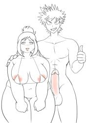 1boy 1girls chubby chubby_female cucked_by_bully inko_midoriya katsuki_bakugou large_areolae large_breasts large_penis muscular muscular_male my_hero_academia pranky tagme