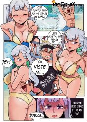 asta_(black_clover) bikini black_clove black_clover charmy_papittoson gansoman micro_bikini noelle_silva silver_hair spanish spanish_dialogue spanish_text twintails white_hair