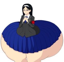 1girls black_hair glasses growth_academy huge_ass hyper_ass massive_ass meat_wall_(body_type) shiori_matsumoto thick_thighs