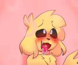 <3_eyes ahe_gao ambiguous_gender black_sclera blush canid canine canis cum cum_in_mouth domestic_dog fluffy fur furry furry_focus furry_only hi_res high_resolution los_compas mcyt mikecrack open_mouth pink_background tongue_out white_eyes yellow_body yellow_fur yellow_skin youtube youtube_hispanic youtuber