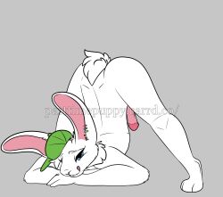 absurd_res anthro digital_media_(artwork) dilan genitals hi_res jack-o'_pose lagomorph leporid looking_at_viewer male mammal nude penis pose rabbit simple_background solo teasing themadrabbit