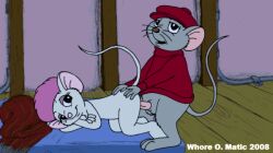 2008 animated anthro balls bernard_(the_rescuers) disney doggy_style female male male/female miss_bianca mouse open_mouth penis sex the_rescuers whore_o._matic