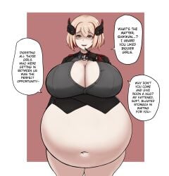 after_vore azur_lane bbw big_belly big_breasts blonde_hair brown_hair chubby cleavage clothed fatal_vore female gloves huge_breasts implied_digestion implied_vore kainan large_breasts looking_at_viewer multicolored_hair navel overweight overweight_female post_vore red_hair roon_(azur_lane) solo stomach_bulge thick_thighs vore weight_gain yandere yellow_hair