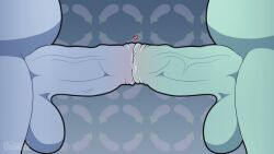 animated anthro blue_body blue_penis bodily_fluids chikiota close-up docking duo erection foreskin foreskin_play frottage genital_fluids genitals green_body green_penis head_out_of_frame humanoid_genitalia humanoid_penis long_foreskin male male/male multiple_boys multiple_penises penile penis penis_size_difference penises_touching precum sex throbbing throbbing_penis tight_foreskin veiny_penis