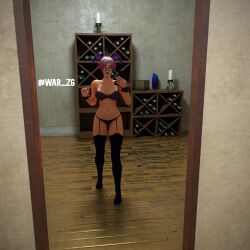 3d blender bracelets callisto_(fortnite) cellphone female_only fortnite glasses glowing_eyes lingerie makeup mirror_selfie painted_nails teasing war_zg