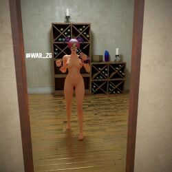 3d big_breasts blender bracelets callisto_(fortnite) cellphone feet female_only fortnite glasses headphones makeup mirror_selfie nipples nude_female painted_nails vagina war_zg