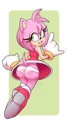 amy_rose anthro ass ass_focus dress female female_focus female_only looking_at_viewer looking_back panties pink_body sega senpaimisskitty senpaimisskitty_(artist) sonic_(series) sonic_the_hedgehog_(series) waist