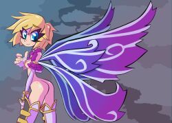 alternate_costume blonde_hair blue_eyes fairy fairy_wings fingerless_gloves functionally_nude gloves paladins small_breasts stuffted thighhighs willo_(paladins)