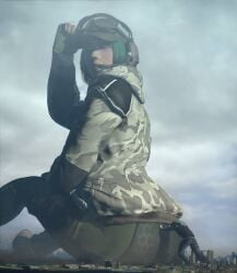 anothercrazysfmstuff big_ass blonde_hair city ela_(rainbow_six) giantess green_hair gsg9 hat helmet huge_ass iq_(rainbow_six) military military_uniform operator pushing rainbow_six rainbow_six_siege size_difference smaller_female taller_female