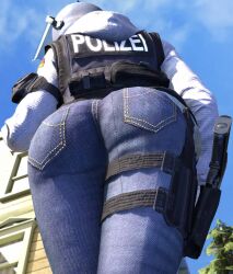 80lines big_ass blonde_hair giantess gsg9 huge_ass iq_(rainbow_six) military military_uniform operator rainbow_six rainbow_six_siege rappel rappelling size_difference smaller_male tall_female