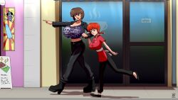 2girls aged_up alternate_breast_size alternate_height boots date dominant_female dragging female female_only flats height_difference large_breasts larger_female multiple_girls nabiki_tendo ranma-chan ranma_1/2 ranma_saotome submissive_female tagme ydbunny yuri