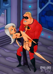 1boy 1girls creampie cum cum_in_pussy cum_inside disney female male mirage_(the_incredibles) mr._incredible nipples online_superheroes penis pixar pussy robert_parr smooth_skin superhero the_incredibles