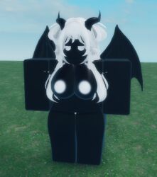 1girls 3d 3d_(artwork) areolae barefoot big_breasts breasts completely_nude completely_nude_female demon demon_girl female female_only full_body long_hair naked naked_female nipples nude nude_female pussy roblox robloxian solo solo_female standhing that_rel white_hair wings