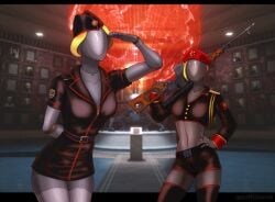 android atomic_heart crossover female gynoid left_(atomic_heart) red_alert_(video_games) right_(atomic_heart) robot robot_girl spacemaxmarine the_twins_(atomic_heart)