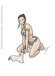 1girls female female_only inspector97 loincloth pelvic_curtain rey slave_bikini slave_leia_(cosplay) slave_outfit solo star_wars white_bikini white_loincloth