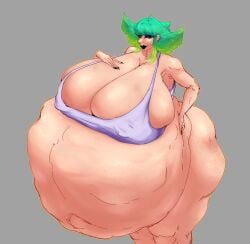 1girls ambiguous_prey bbw belly bibi_(yoackeheim) big_belly big_breasts big_thighs breasts cleavage female female_pred gigantic_breasts green_hair huge_belly huge_breasts implied_vore massive_breasts post_vore round_belly soft_vore thick_thighs vore vore_belly yoackeheim