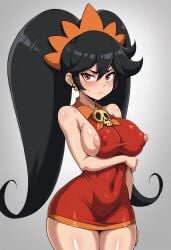 aged_up ai_generated ashley_(warioware) bigpervywig breasts erect_nipples erect_nipples_under_clothes nintendo thighs twintails warioware