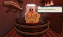 1girls 3d angel_halo bathtub big_breasts blushing breasts deepwoken female_only lightborn_(deepwoken) naked_in_tub original_character roblox roblox_game robloxian standing_in_water tagme tagme_(artist) tub white_hair