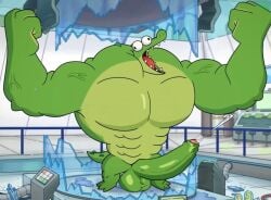 abs alligator alligatorid anthro balls big_balls big_muscles big_penis bodily_fluids boner bursting_out crocodile crocodilian crocodylid cum ejaculation erection expansion genital_expansion genital_fluids genital_growth genitals glistening glistening_body glistening_genitalia glistening_penis green_body growth hi_res huge_balls huge_cock huge_muscles hyper hyper_balls hyper_genitalia hyper_muscles hyper_penis laboratory male male_only max_(oddballs) millzdick muscle_growth muscular nude oddballs pecs penis penis_expansion precum reptile scalie solo solo_male tail teeth toony vein