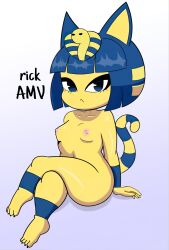 1girls animal_crossing ankha anthro breasts female furry nude rick_lewd sitting tagme