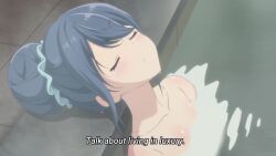 animated bath blue_hair breasts highres nipples nude nude_filter onsen purple_eyes screencap shima_rin small_breasts tagme third-party_edit video yurucamp