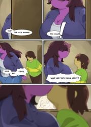 bbw comic comic_page deltarune furry human_on_anthro kissing kris_(deltarune) kris_dreemurr lizard_girl milf susie_(deltarune) thenewpassion toriel twink undertale undertale_(series)hiding