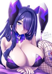 1girls acheron_(honkai:_star_rail) breasts bunny_ears bunny_girl cleavage female highleg_leotard honkai:_star_rail honkai_(series) huge_breasts leotard light-skinned_female light_skin long_hair purple_eyes purple_hair sevie thick_thighs