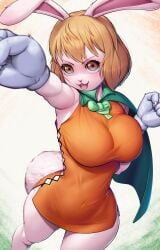 1girls bare_arms bare_legs bare_shoulders bare_thighs big_breasts blonde_hair bunny_ears bunny_girl bunny_tail carrot_(one_piece) clothed clothing color female female_focus female_only gloves hi_res large_breasts looking_at_viewer maxlikeapicture one_piece short_hair shounen_jump solo solo_female tagme thick_thighs yellow_eyes