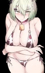 1girls big_breasts blush ceres_fauna ceres_fauna_(goth_costume) cowkini cute green_hair hololive hololive_english hololive_english_-council- hololive_english_-promise- large_breasts sakiya short_hair virtual_youtuber