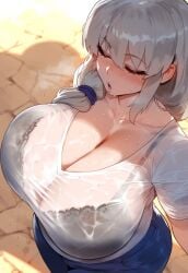 1girls ai_generated artstyle_imitation blue_eyes breasts female female_only floox grey_hair hi_res high_resolution hips huge_breasts light-skinned_female light_skin long_hair mature_female milf mommy mother stable_diffusion thiccwithaq_(ai_style) thick_thighs thighs uzaki-chan_wa_asobitai! uzaki_tsuki wide_hips