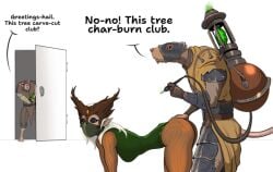 1girls black_eyes black_pupils black_sclera dialogue elf elf_ears english_text female from_behind fully_black_eyes kerillian skaven spacemaxmarine text vermintide warhammer_(franchise) warhammer_fantasy wood_elf wood_elf_(warhammer)