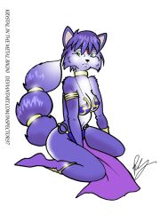 blue_bikini blue_fur blue_loincloth female_fox fox furry inspector97 krystal loincloth pelvic_curtain slave_leia_(cosplay) slave_outfit star_fox